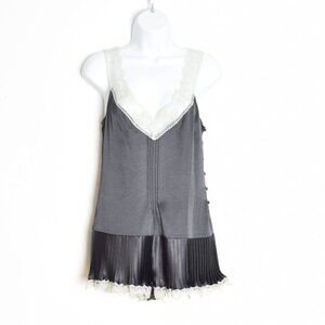 Victoria's Secret lingerie satin lace romper tap pants one piece gray teddy XS/S